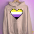 Nonbinary Pride 8-Bit Pixel Heart Hoodie - Light Pink